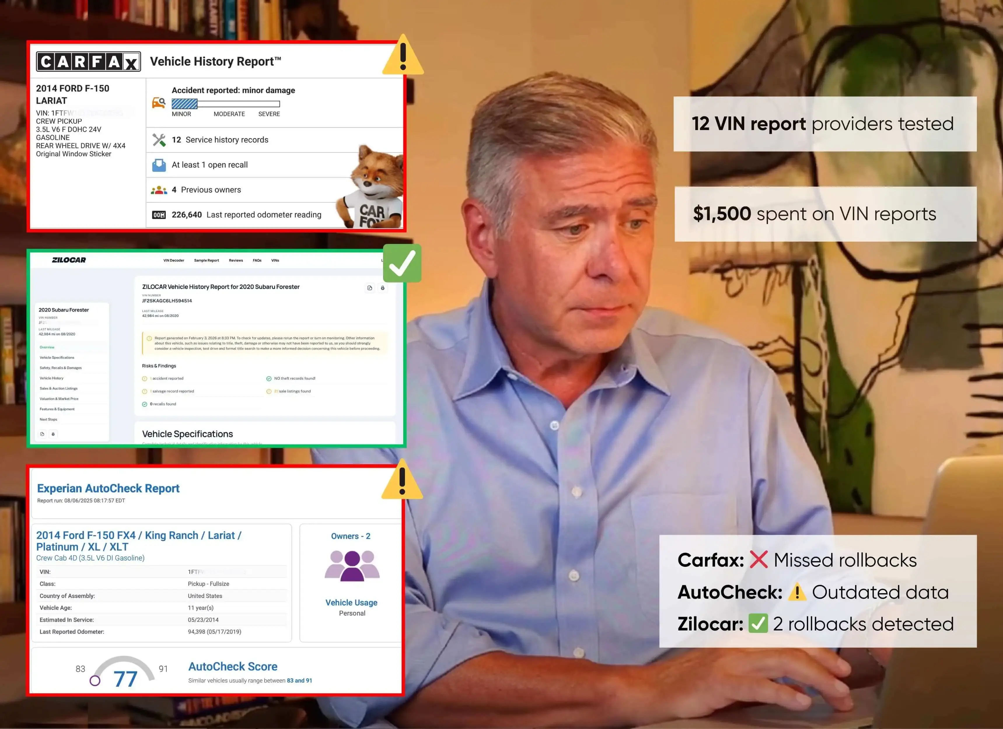 Vehicle history reports comparison analysis